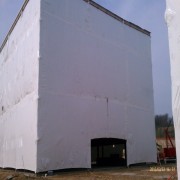 Shrink Wrapped Building with Access Doors